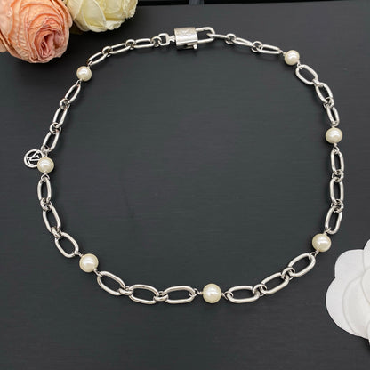 LOUIS VUITTON PEARL CHAIN NECKLACE – Full Set - 1:1 HIGH END