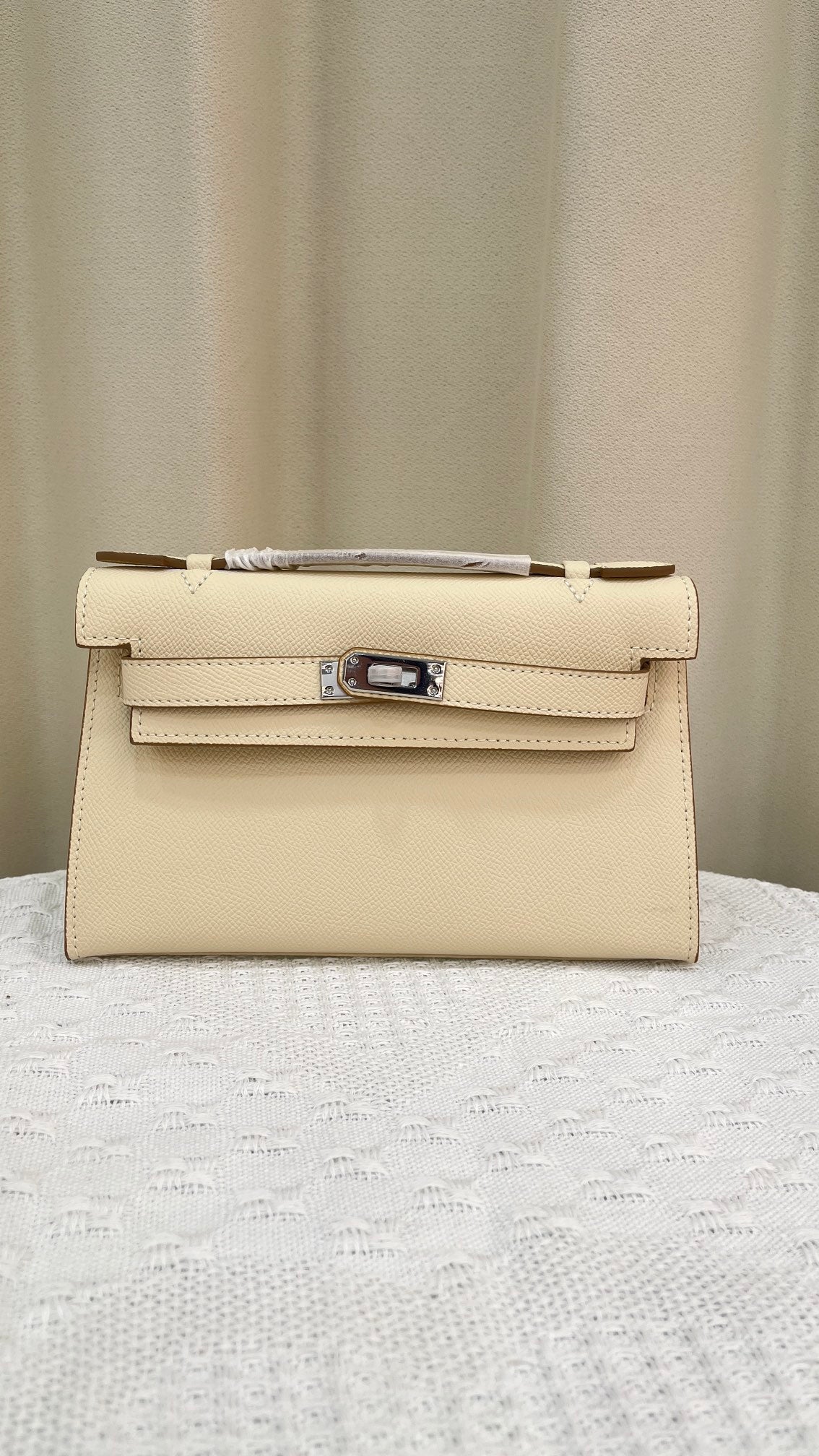 HERMÈS KELLY POCHETTE ARDOISE SWIFT SILVER HARDWARE 22CM  - 1:1 HIGH END