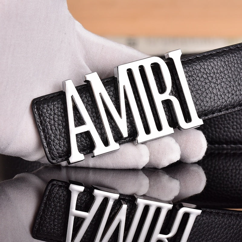 AMIRI LETTERING RETRO LYCHEE LEATHER BELT – 1:1 HIGH END