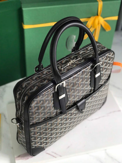 Sac Goyard - noir - Porte-documents haut de gamme style Ambassadeur - Toile à chevrons
 | 7A SUPER | QUALITÉ ORIGINALE | ENSEMBLE COMPLET