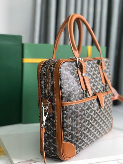 Sac Goyard - marron - Porte-documents haut de gamme style Ambassadeur - Toile à chevrons
 | 7A SUPER | QUALITÉ ORIGINALE | ENSEMBLE COMPLET
