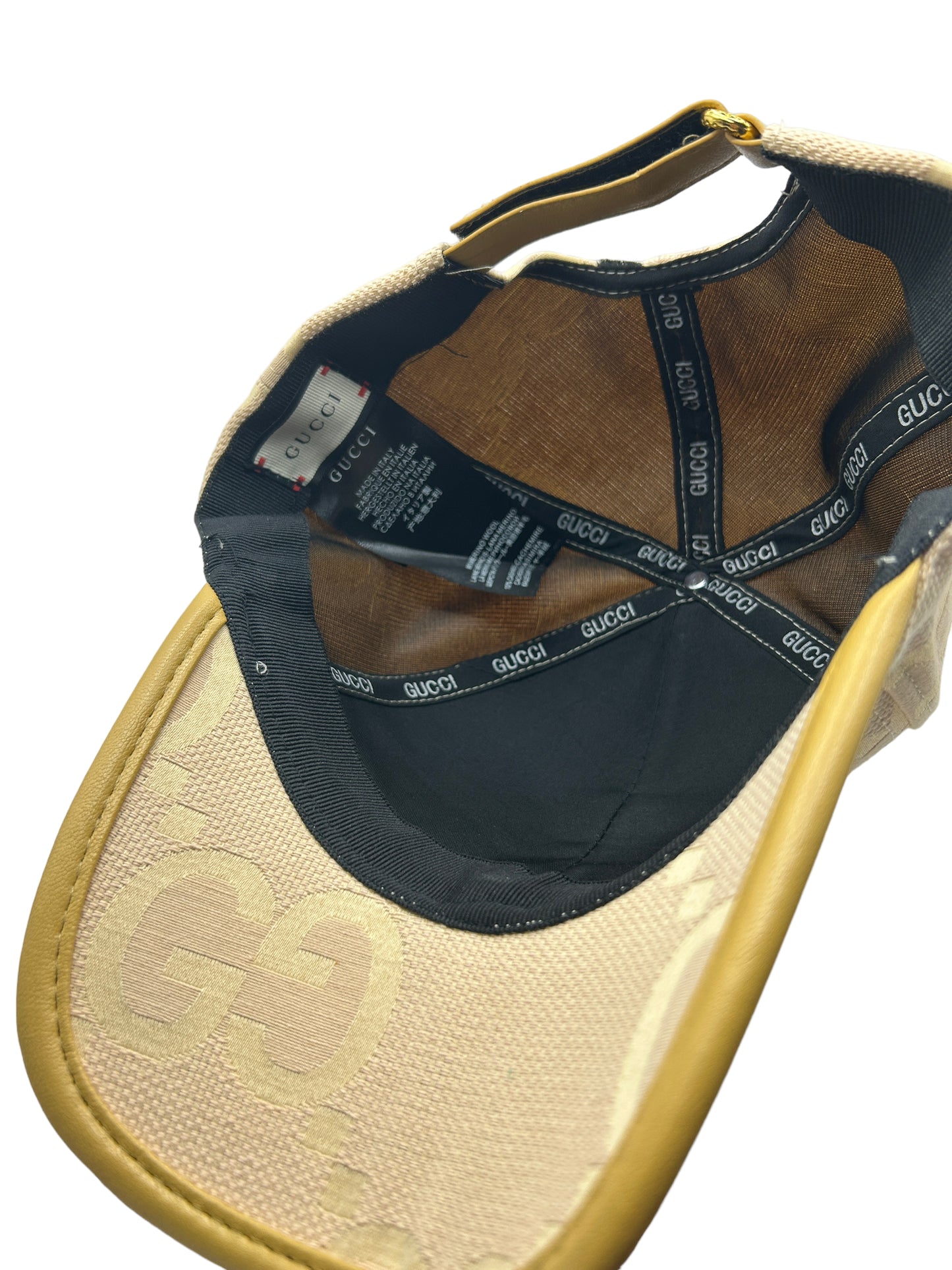 GUCCI CAP - BEIGE / CREAMY - MONOGRAM - PU-LEDER - HIGH END