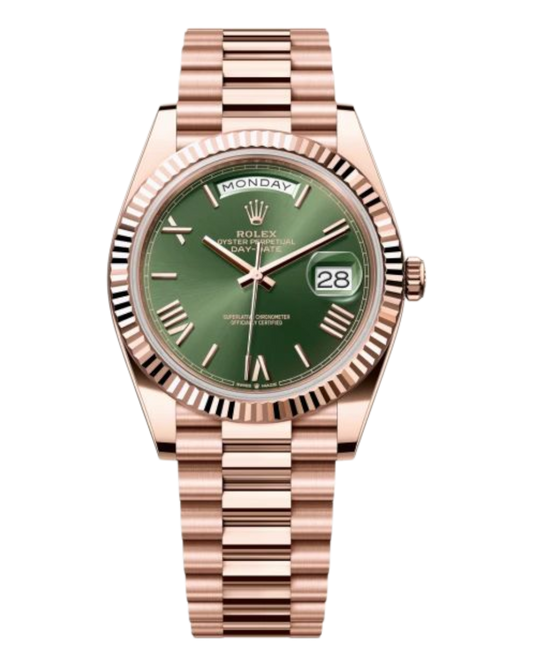 Rolex Day-Date Green Dial with Roman Numerals, 40mm Everose Gold President - U1 FACTORY - AUTOMATIK