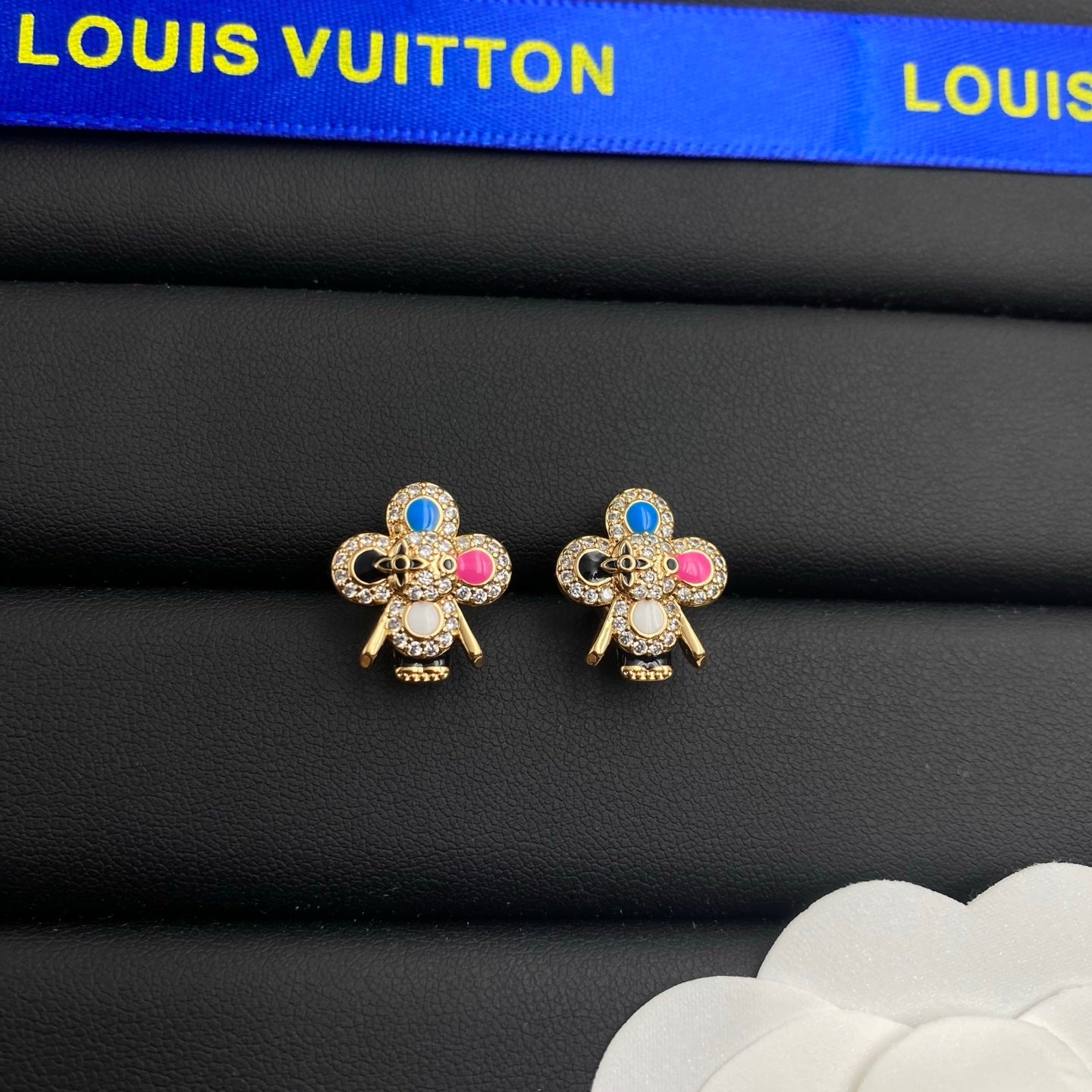 LOUIS VUITTON VIVIENNE CRYSTAL STUD EARRINGS – FULL SET – 1:1 HIGH END