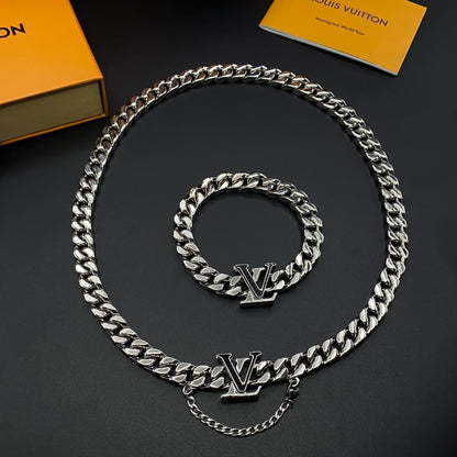 LOUIS VUITTON LV SPIKE CHAIN BRACELET/NECKLACE  – Full Set  - 1:1 HIGH END