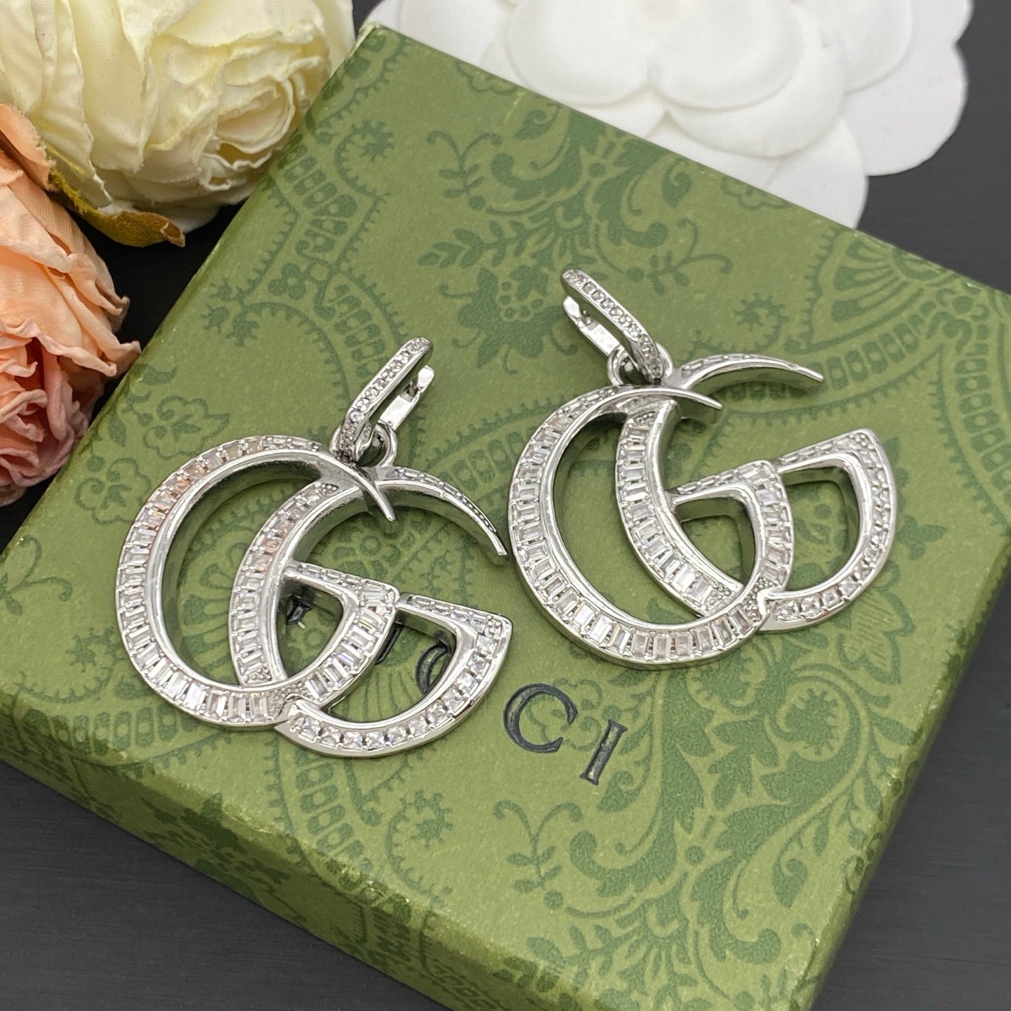 GUCCI GG MARMONT CRYSTAL EARRINGS – Full Set - 1:1 HIGH END