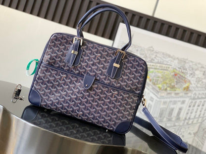 Sac Goyard - bleu - Porte-documents haut de gamme style Ambassadeur - Toile à chevrons
 | 7A SUPER | QUALITÉ ORIGINALE | ENSEMBLE COMPLET