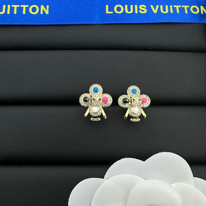 LOUIS VUITTON VIVIENNE CRYSTAL STUD EARRINGS – FULL SET – 1:1 HIGH END