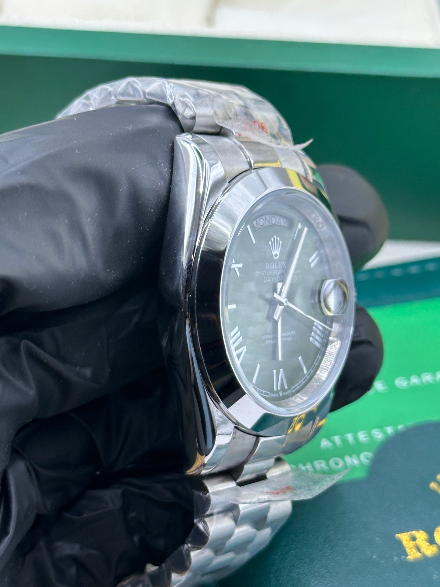 Rolex Day-Date Green Roman Dial, 40mm White Gold President - U1 FACTORY - AUTOMATIK