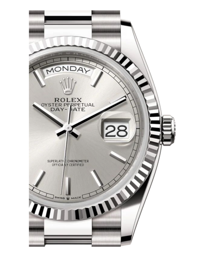 Rolex Day-Date Silver Dial, 40mm White Gold President - U1 FACTORY - AUTOMATIK
