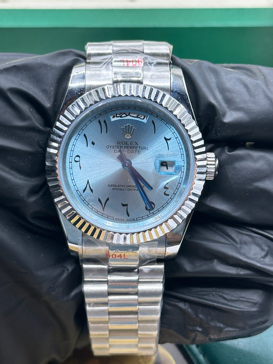 Rolex Day-Date Light Blue Arabic Dial, 40mm White Gold President - U1 FACTORY - AUTOMATIK