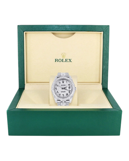 Rolex Datejust 41 Iced Out 126300 Superclone 1:1 with genuine moissanite diamonds and Arabic numerals