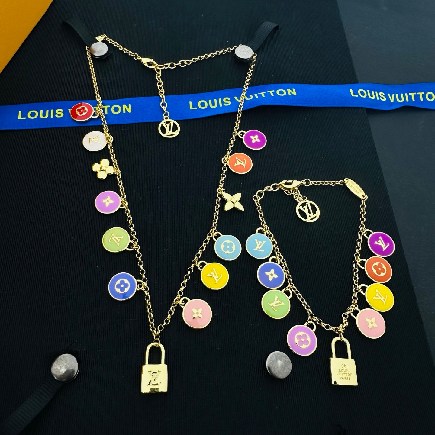 LOUIS VUITTON CONFETTI NECKLACE / BRACELET – Full Set - 1:1 HIGH END