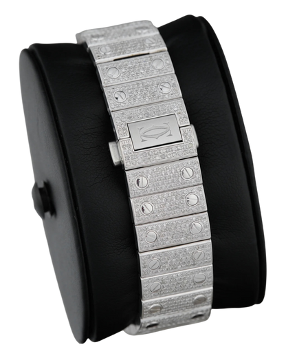 Santos De Cartier WSSA0018 Iced Out – Superclone 1:1 with genuine moissanite diamonds and Roman numerals