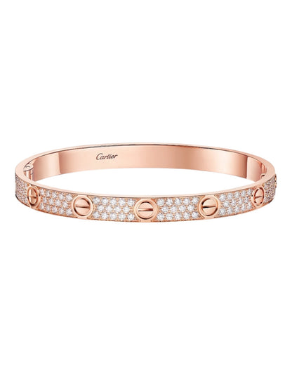 CARTIER LOVE ARMBAND - ICED OUT ROSÉGOLD  - UNISEX - FULLSET