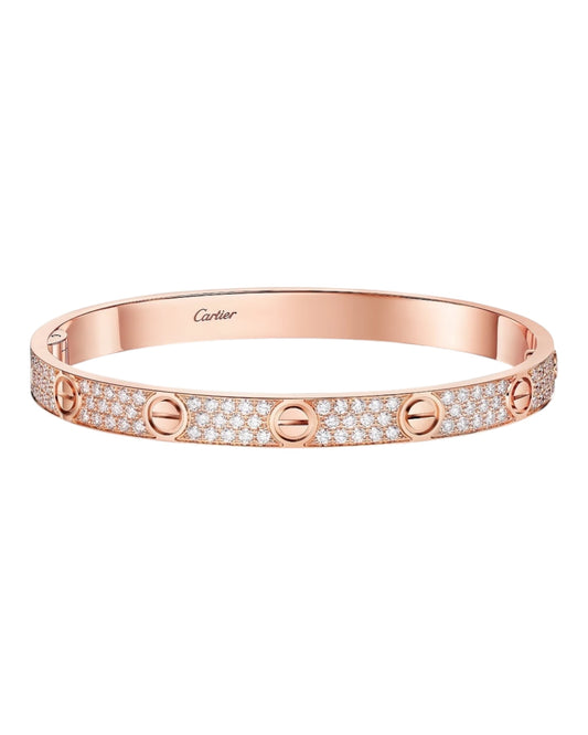 CARTIER LOVE ARMBAND - ICED OUT ROSÉGOLD  - UNISEX - FULLSET