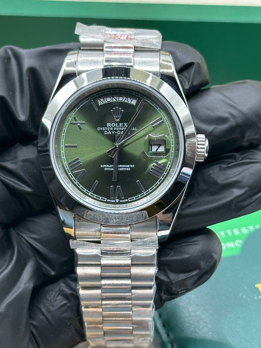 Rolex Day-Date Green Roman Dial, 40mm White Gold President - U1 FACTORY - AUTOMATIK