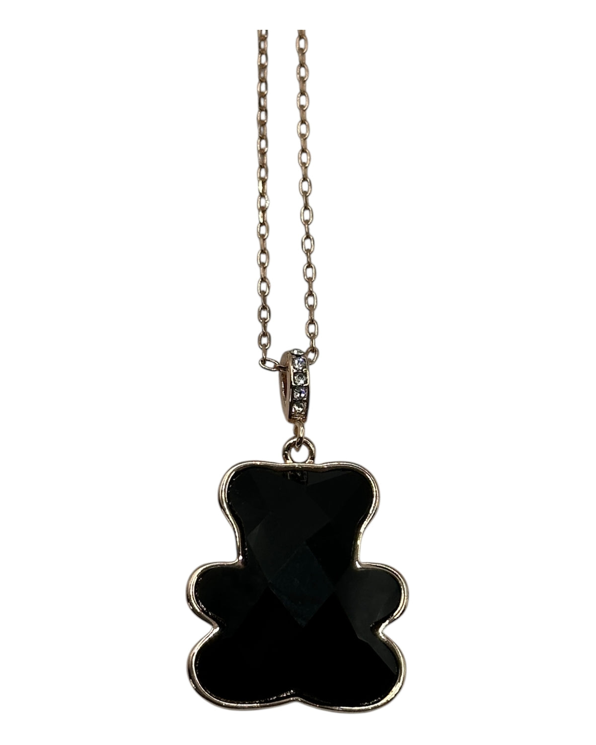 Swarovski Halskette mit Teddybär-Anhänger, schwarzer Kristall