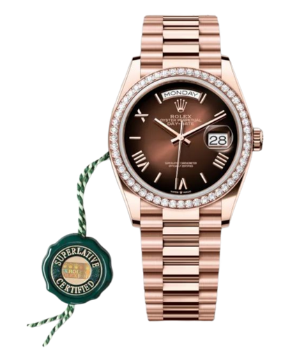 Rolex Day-Date Brown Dial with Roman Numerals, 40mm Everose Gold President - U1 FACTORY - AUTOMATIK