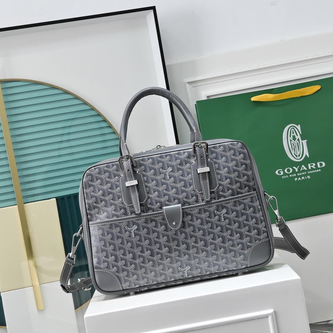 Sac Goyard - gris - Porte-documents haut de gamme style Ambassadeur - Toile à chevrons
 | 7A SUPER | QUALITÉ ORIGINALE | ENSEMBLE COMPLET