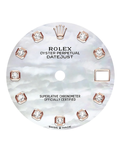 Rolex Datejust 31mm White with Rosé Diamonds Perlmutt Dial - U1 FACTORY - AUTOMATIK - Jubilee