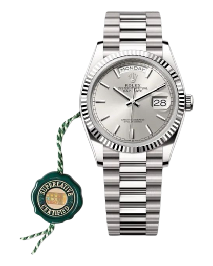Rolex Day-Date Silver Dial, 40mm White Gold President - U1 FACTORY - AUTOMATIK