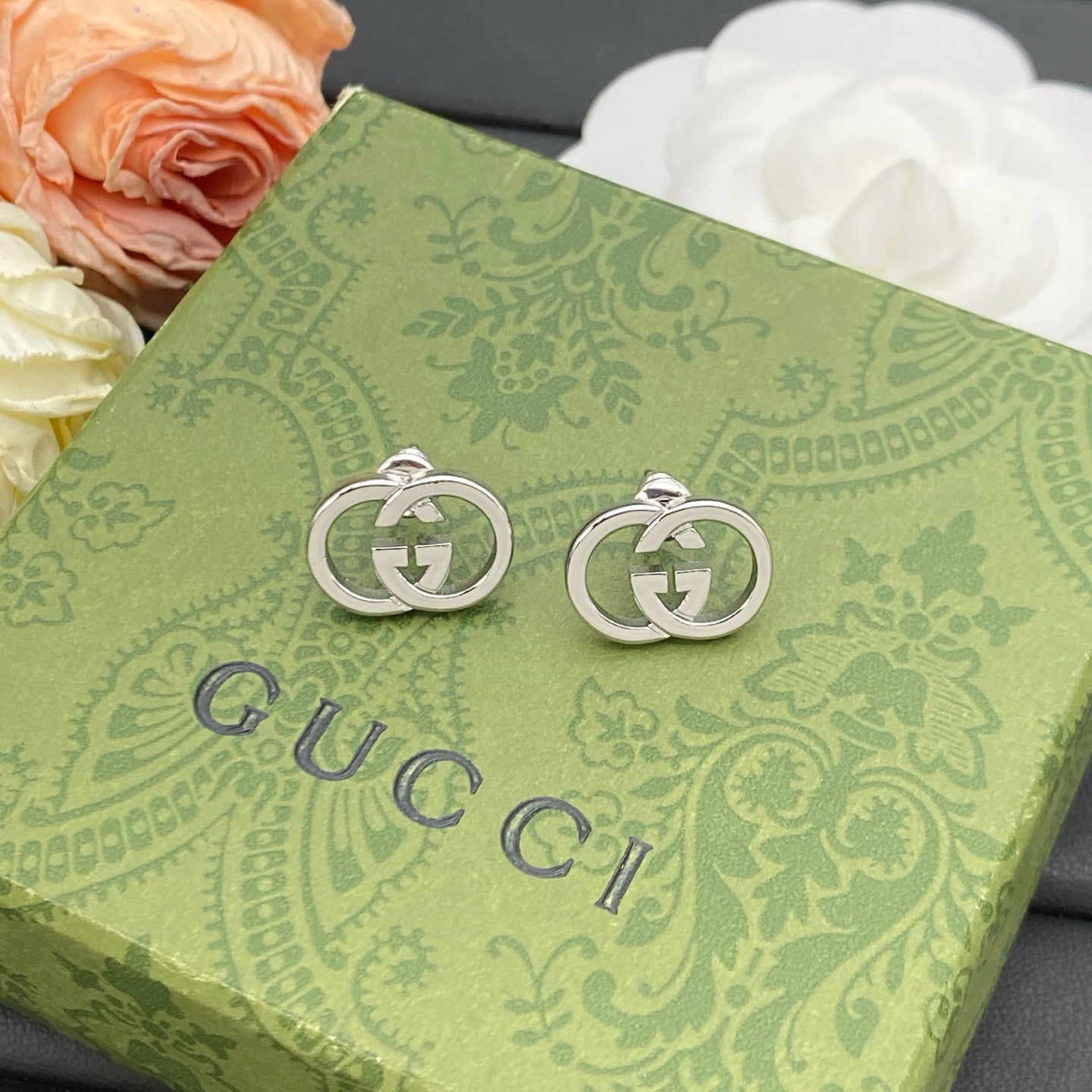 GUCCI INTERLOCKING G STUD EARRINGS – Full Set - 1:1 HIGH END
