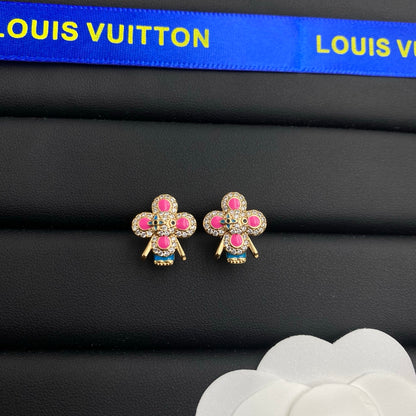 LOUIS VUITTON VIVIENNE CRYSTAL STUD EARRINGS – FULL SET – 1:1 HIGH END
