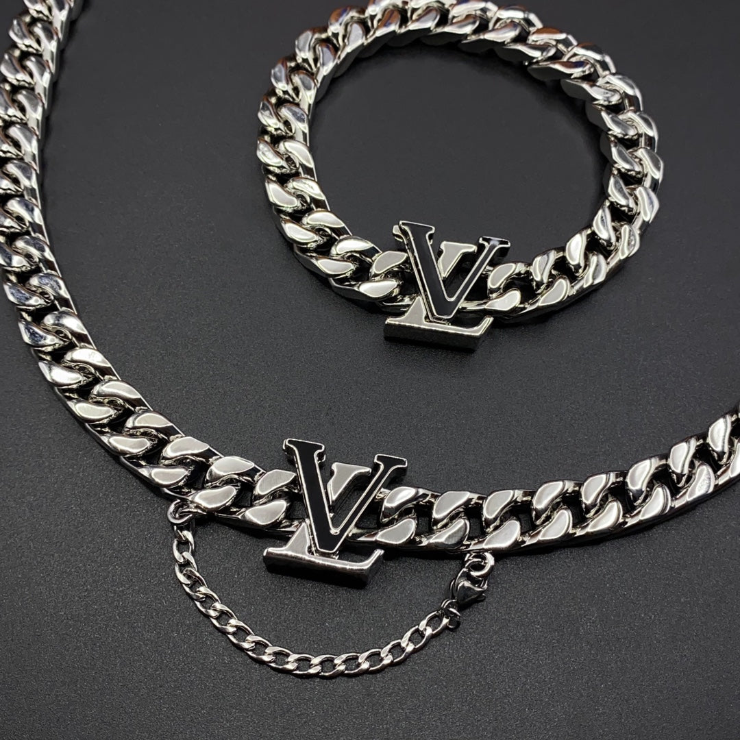 LOUIS VUITTON LV SPIKE CHAIN BRACELET/NECKLACE  – Full Set  - 1:1 HIGH END