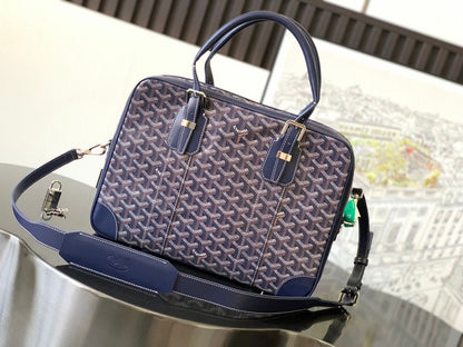 Sac Goyard - bleu - Porte-documents haut de gamme style Ambassadeur - Toile à chevrons
 | 7A SUPER | QUALITÉ ORIGINALE | ENSEMBLE COMPLET