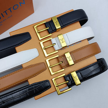 LOUIS VUITTON EPI LEATHER AND CROCODILE RETRO PIN BUCKLE BELT – FULL SET – 1:1 HIGH END