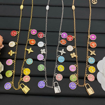 LOUIS VUITTON MONOGRAM ENAMEL CHARMS NECKLACE – Full Set - 1:1 HIGH END