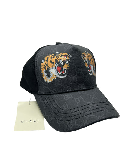 GUCCI CAP - TIGER - GREY MONOGRAM - PU-LEDER - HIGH END
