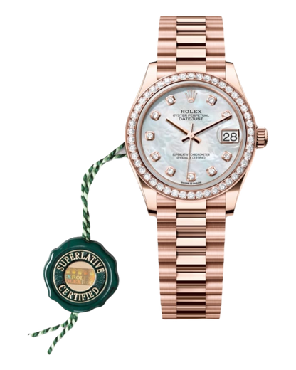 Rolex Datejust 31mm White with Rosé Diamonds Perlmutt Dial - U1 FACTORY - AUTOMATIK - Jubilee