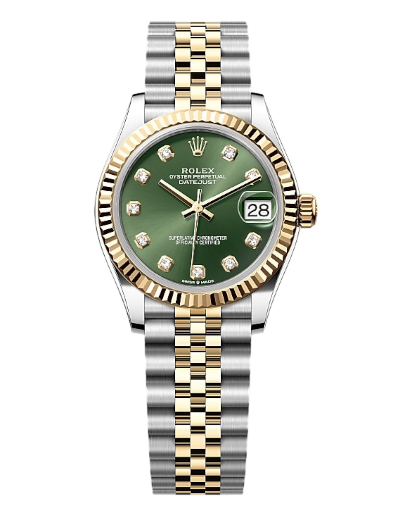 Rolex Datejust 31mm Green with Diamonds Dial, Bicolor - U1 FACTORY - AUTOMATIK - Jubilee