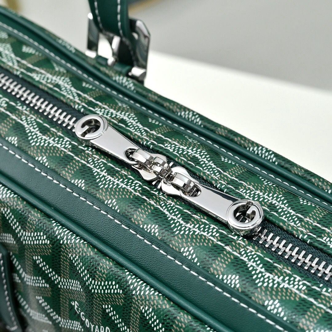 Sac Goyard - vert - Porte-documents haut de gamme style Ambassadeur - Toile à chevrons
 | 7A SUPER | QUALITÉ ORIGINALE | ENSEMBLE COMPLET