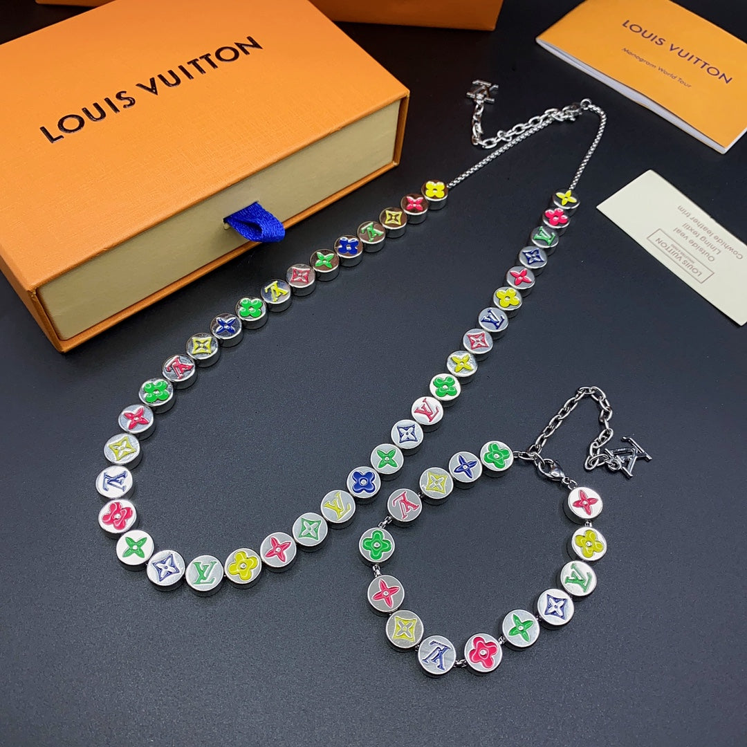 LOUIS VUITTON MONOGRAM COLORS BRACELET/NECKLACE – Full Set - 1:1 HIGH END