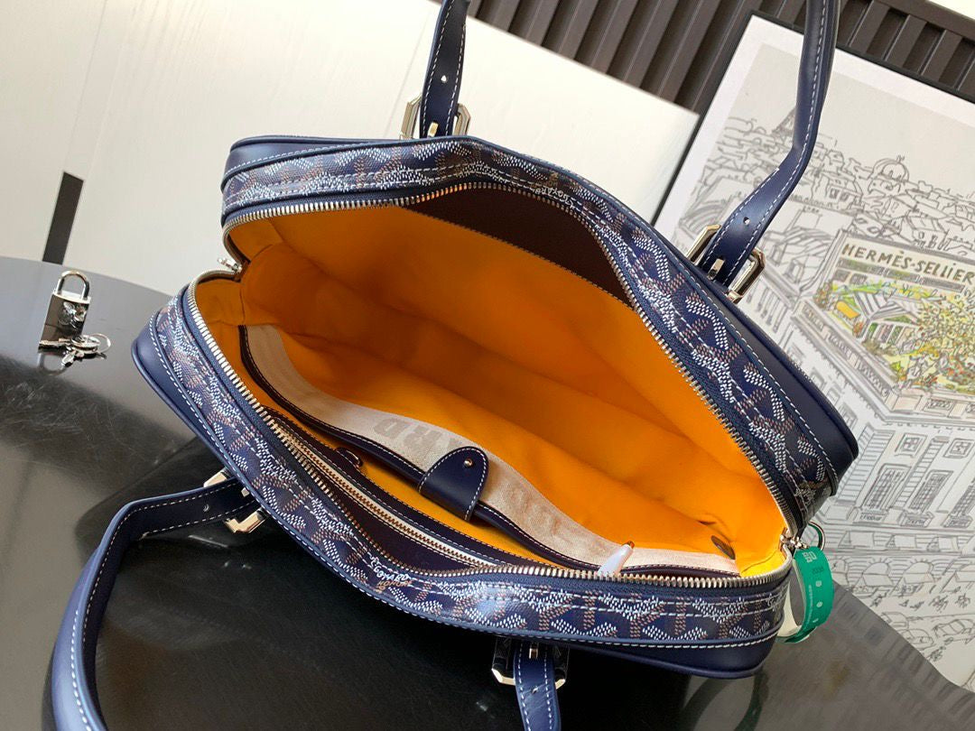 Sac Goyard - bleu - Porte-documents haut de gamme style Ambassadeur - Toile à chevrons
 | 7A SUPER | QUALITÉ ORIGINALE | ENSEMBLE COMPLET