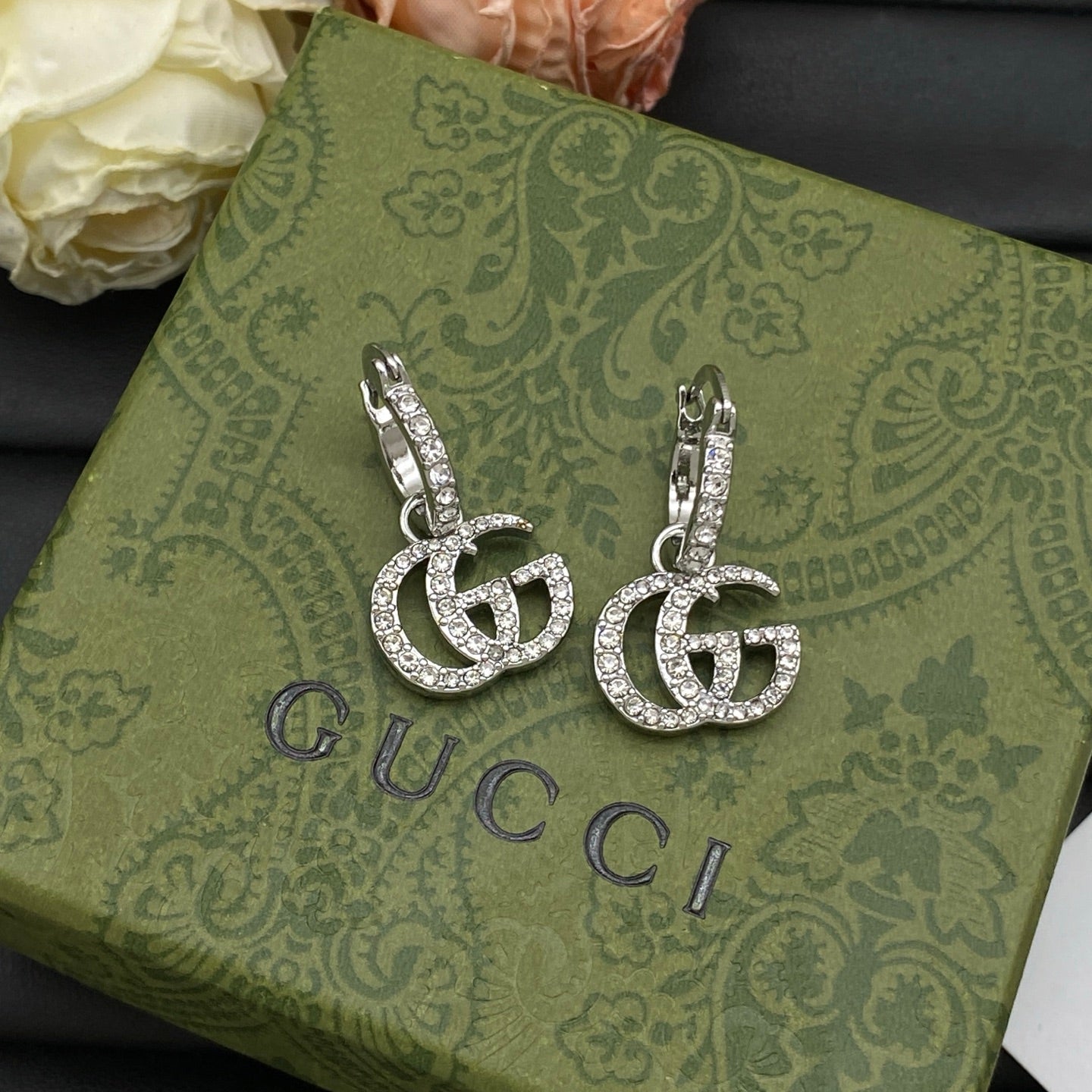 GUCCI GG CRYSTAL HOOP EARRINGS – FULL SET - 1:1 HIGH END
