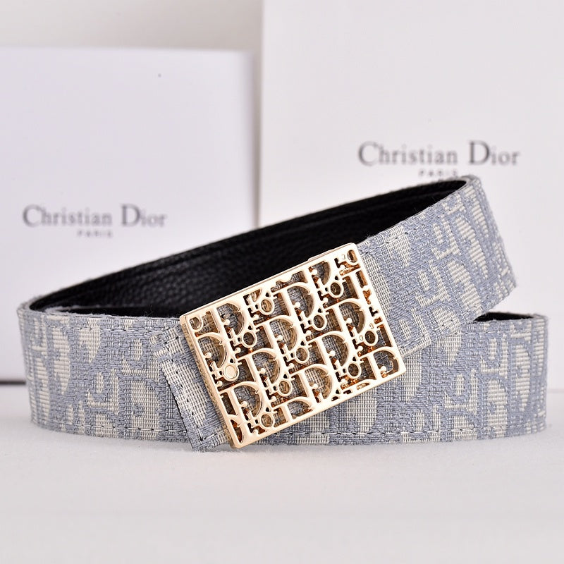 DIOR OBLIQUE CD JACQUARD RETRO BUCKLE BELT-FULL SET – 1:1 HIGH END