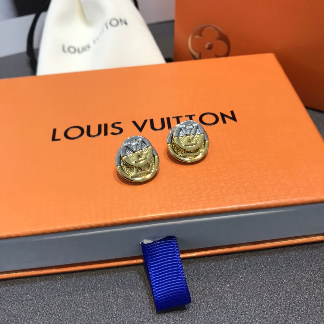 LOUIS VUITTON L TO V TWOTONE EARRINGS/NECKLACE  – Full Set  - 1:1 HIGH END
