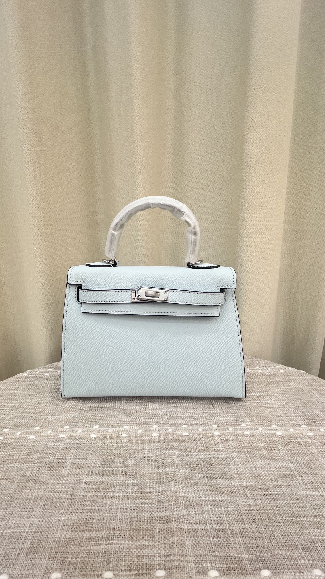 HERMÈS GRIS ETAIN MINI KELLY SELLIER 20 EPSOM GOLD/SILVER HARDWARE- 1:1 HIGH END