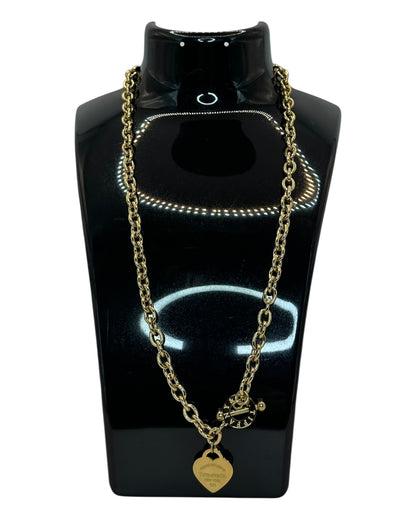 Tiffany & Co. Gold Halskette mit Herz-Anhänger und Knebelverschluss