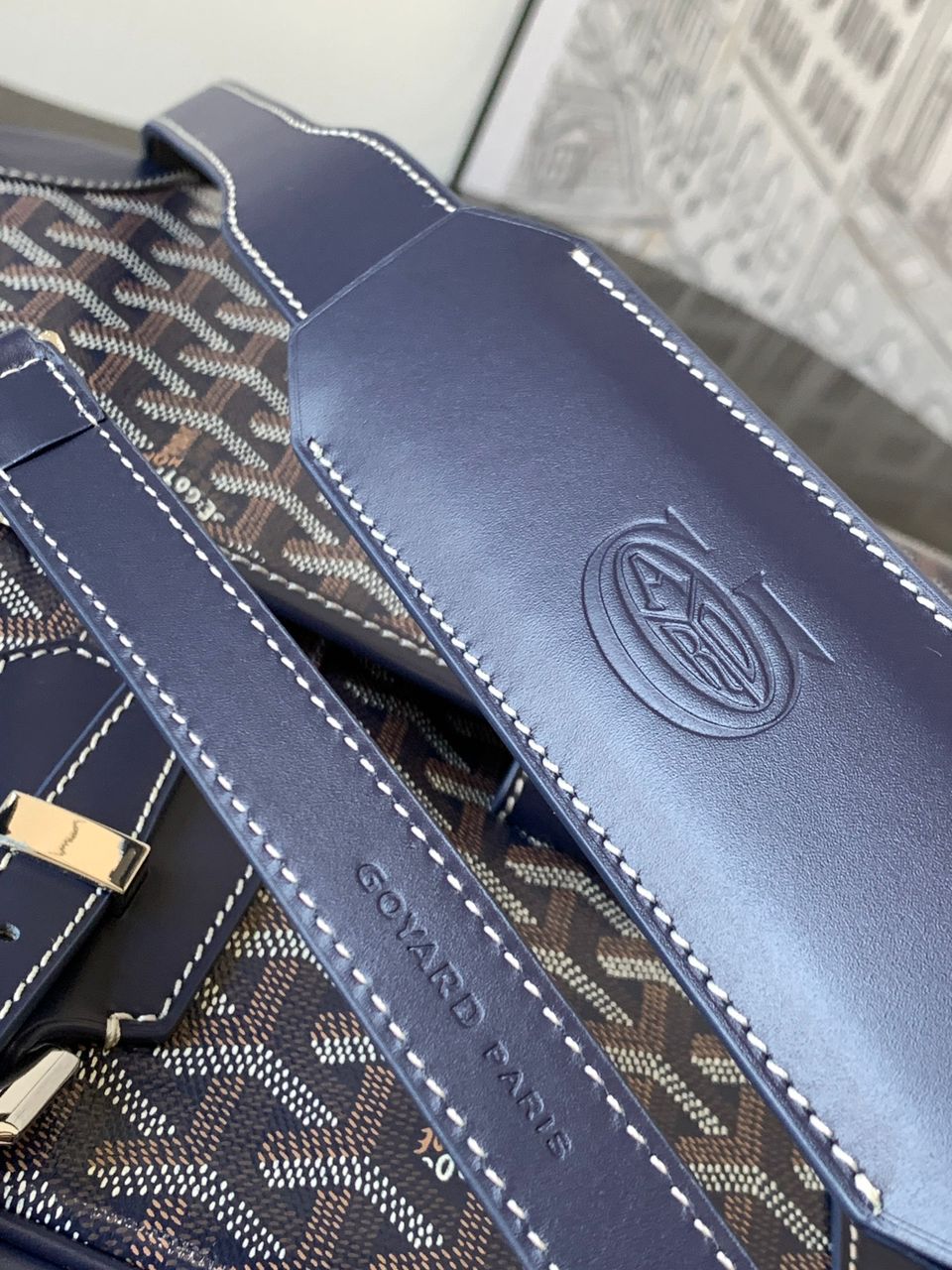 Sac Goyard - bleu - Porte-documents haut de gamme style Ambassadeur - Toile à chevrons
 | 7A SUPER | QUALITÉ ORIGINALE | ENSEMBLE COMPLET