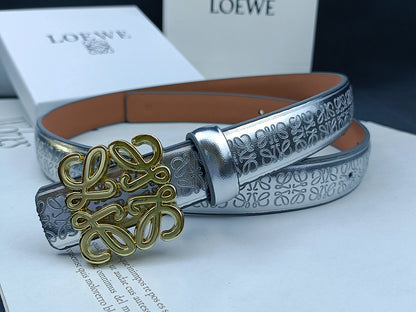 LOEWE ANAGRAM METALLIC EMBOSSED LEATHER BELT – 1:1 HIGH END