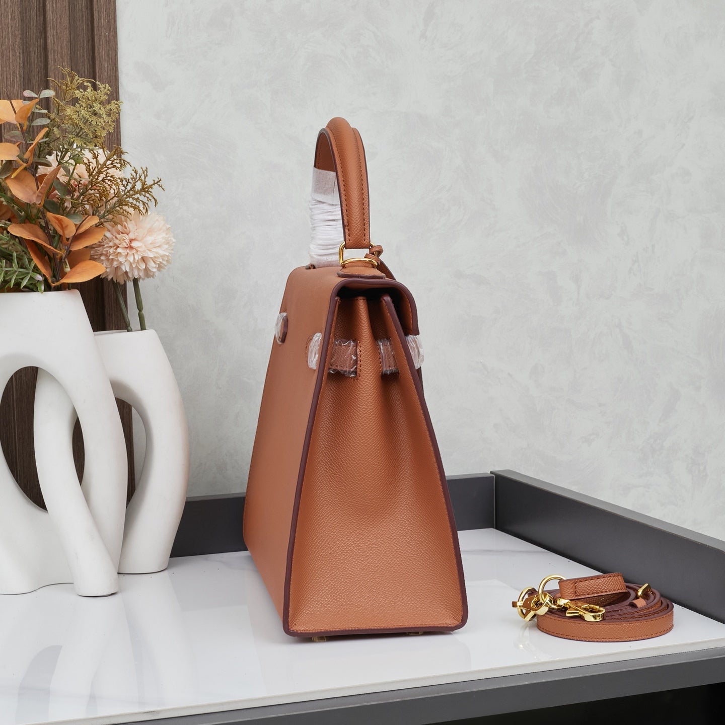 HERMÈS SCHULTERTASCHE KELLY 28CM FEU RETOURNE GOLD - 1:1 HIGH END