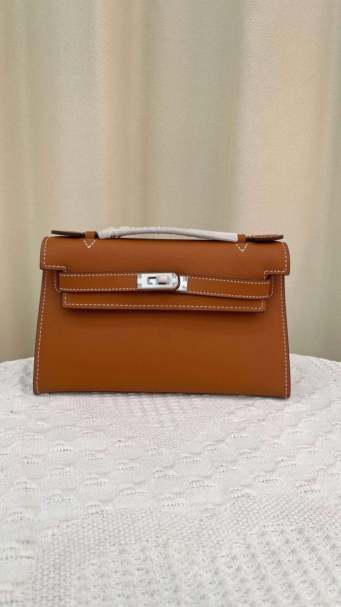 HERMÈS KELLY POCHETTE ARDOISE SWIFT SILVER HARDWARE 22CM  - 1:1 HIGH END