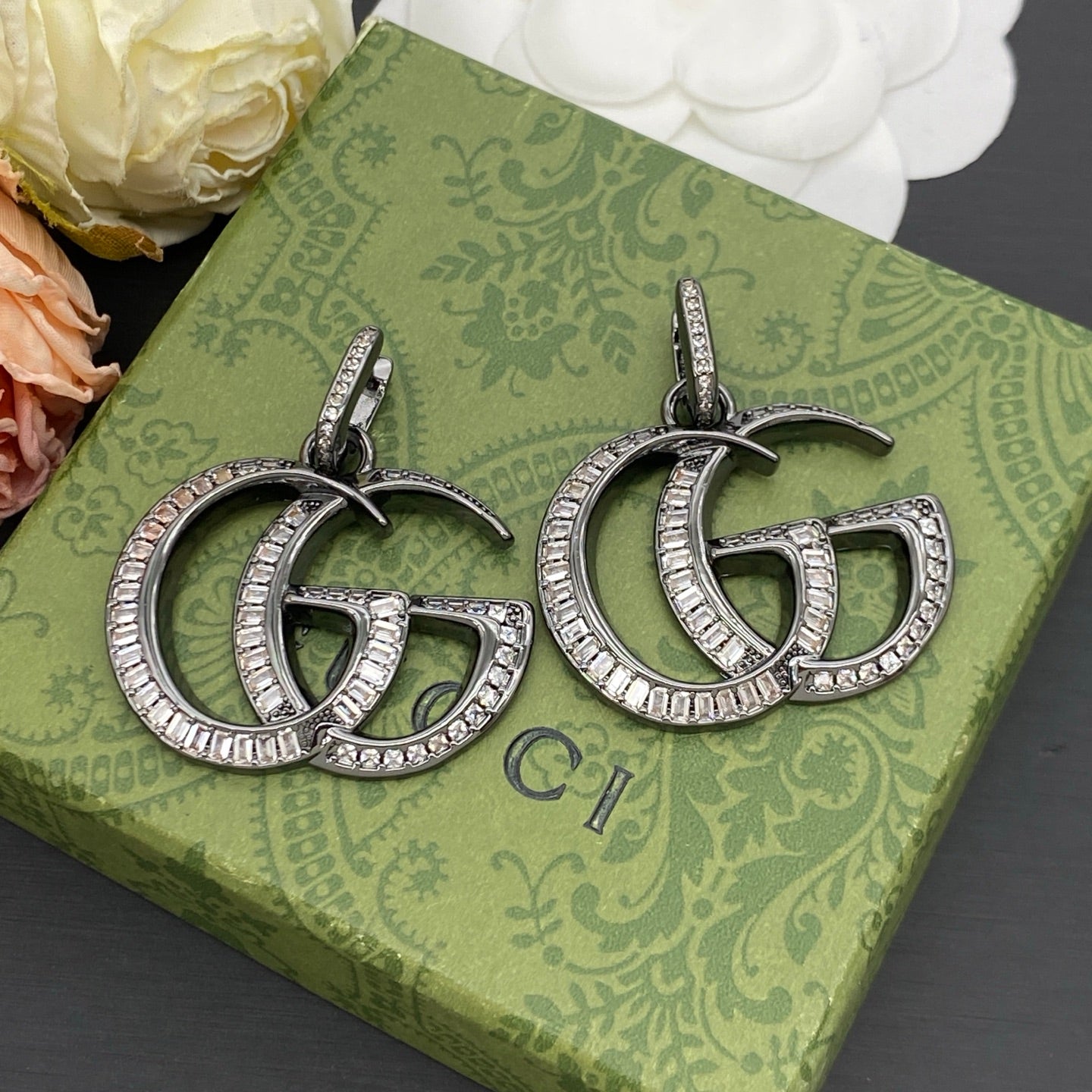 GUCCI GG MARMONT CRYSTAL EARRINGS – Full Set - 1:1 HIGH END