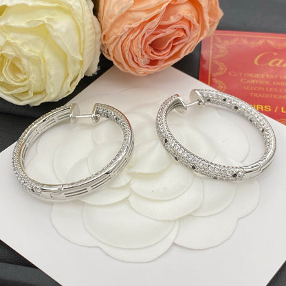 CARTIER PANTHÈRE DIAMOND HOOP EARRINGS – FULL SET – 1:1 HIGH END