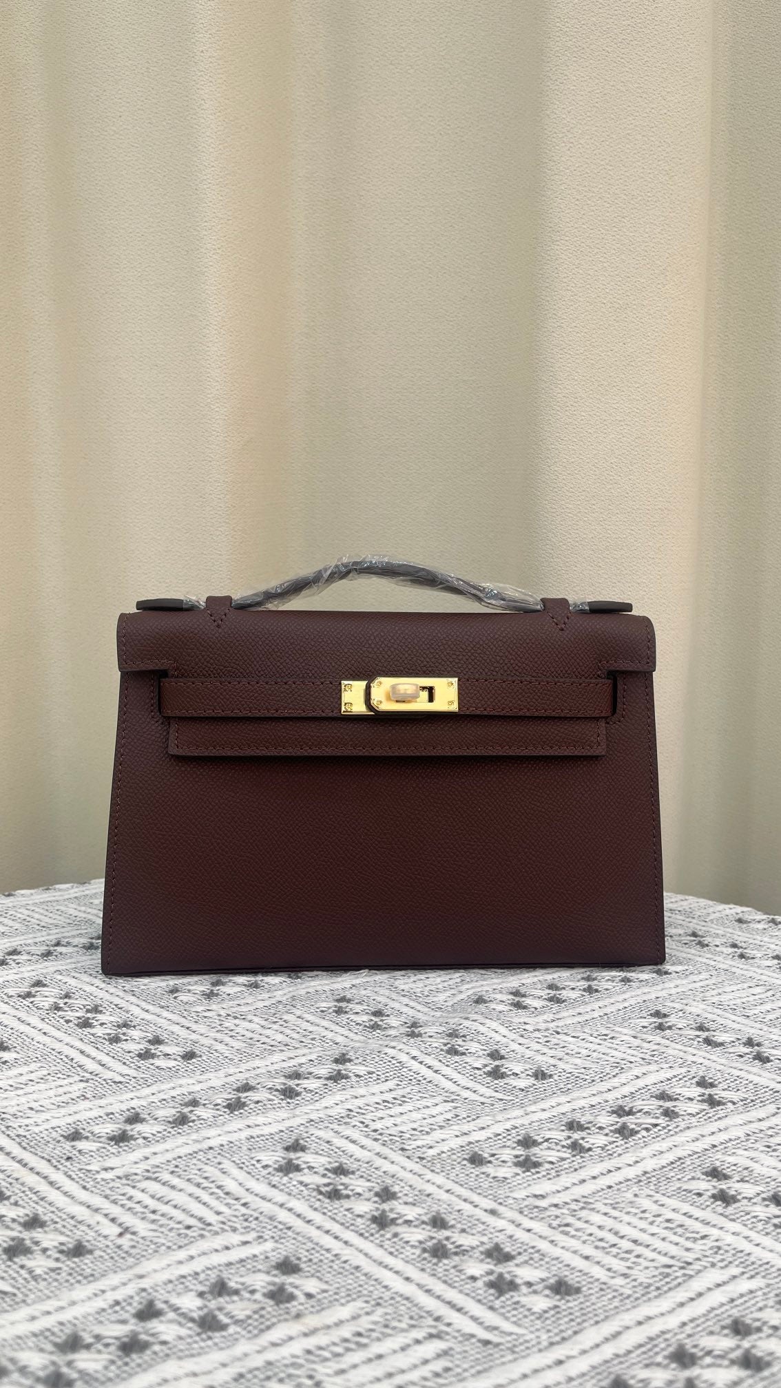 HERMÈS KELLY POCHETTE ARDOISE SWIFT GOLD HARDWARE 22CM  - 1:1 HIGH END